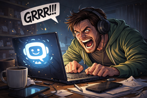 Wutausbruch vor dem Laptop